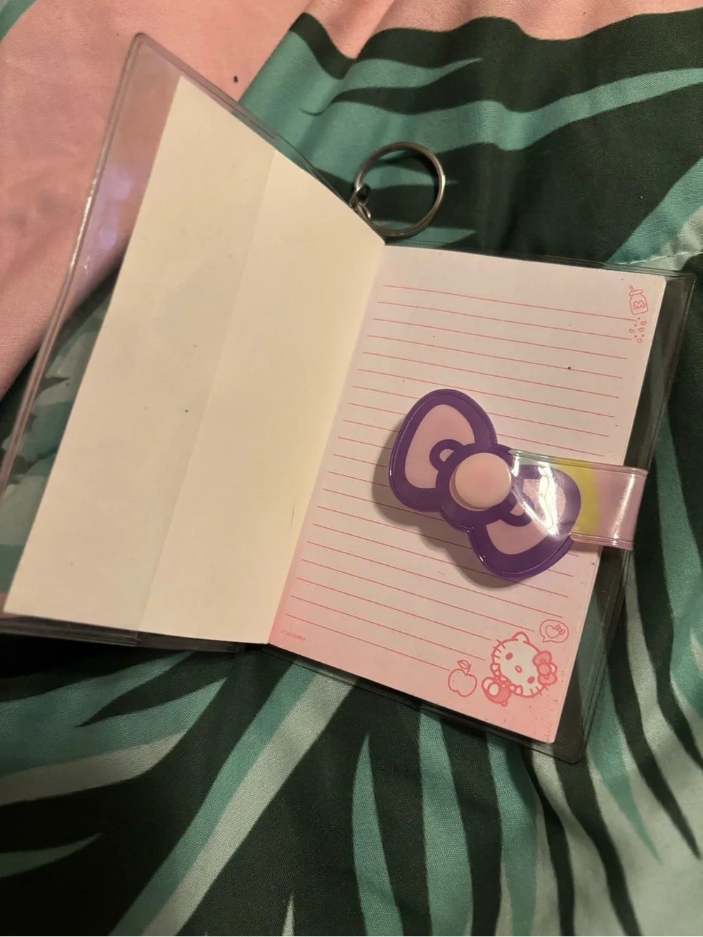 Hello Kitty Pink Purple Rainbow Keychain notepad. Wallet sized.